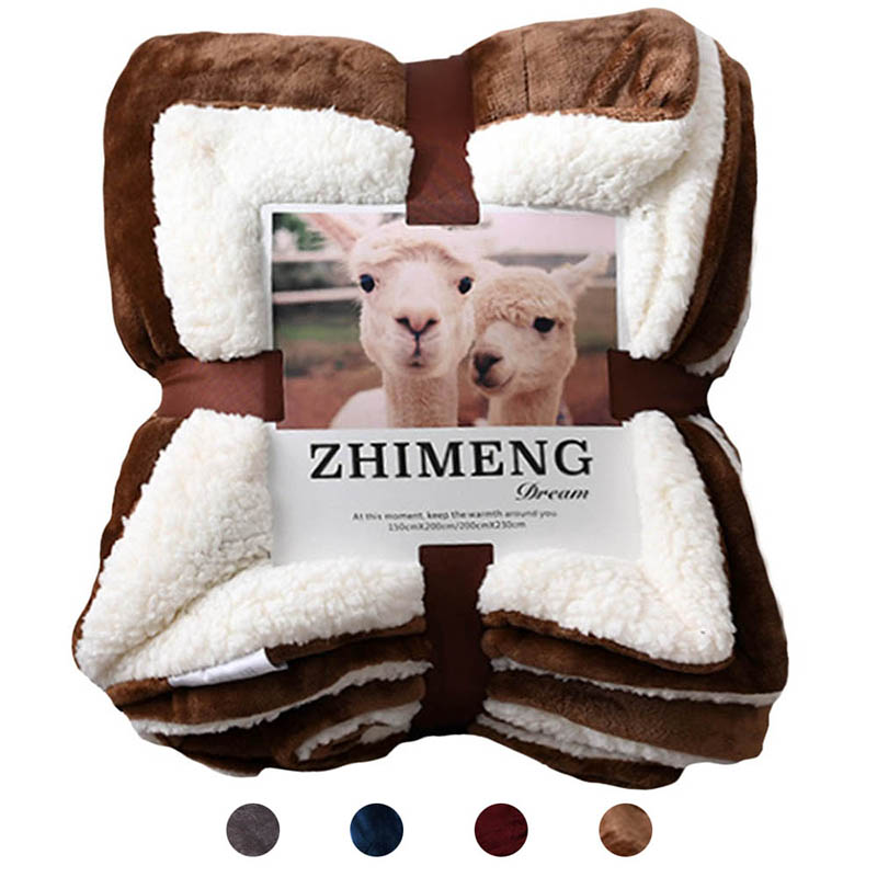

Blankets 1pc Winter Warm Fleece Thick Blanket Weighted Soft Coral Sherpa Travel Sofa Color For Bed