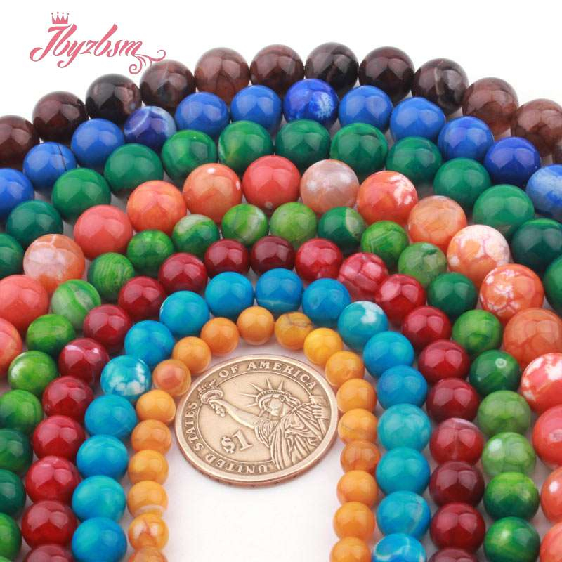 

6 8 10mm Smooth Round Cracked Agates Natural Stone Beads For DIY Necklace Bracelet Woman Gift Jewelry Making Loose Beads Str 15