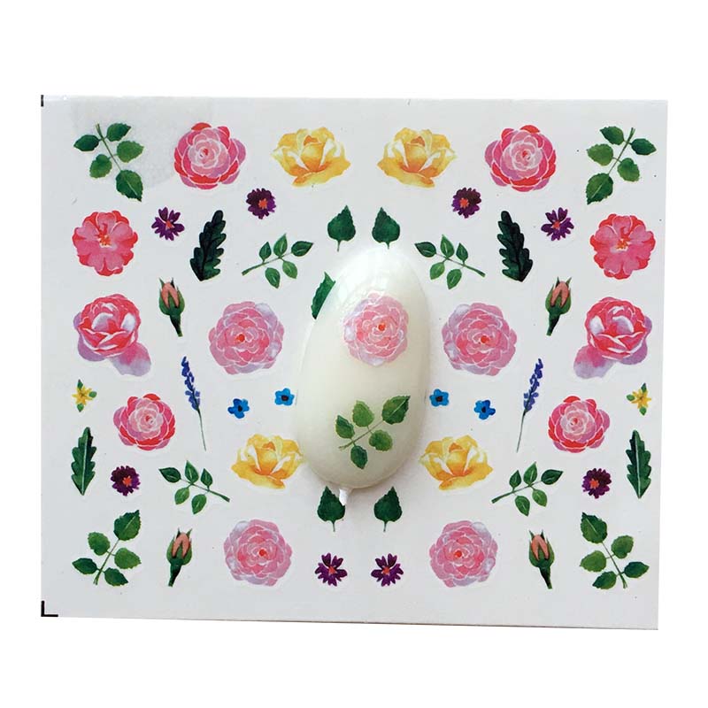 

F20 Nail Art Stickers Pink Yellow Flower Nail Sticker for Ladies Decals art tools 1pcs, F17