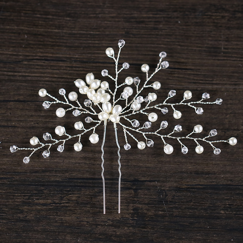 

New Pearl Beaded Crystal Hairpin Bridal Hair Accessories Handmade Hair Pin Stick Wedding Jewelry Bridesmaid Bride Headpiece