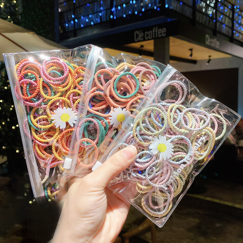 

100PCS/set Candy Color Scrunchie Girls Cute Colorful Basic Elastic Hair Bands Ponytail Holder Hair Gum Accessories
