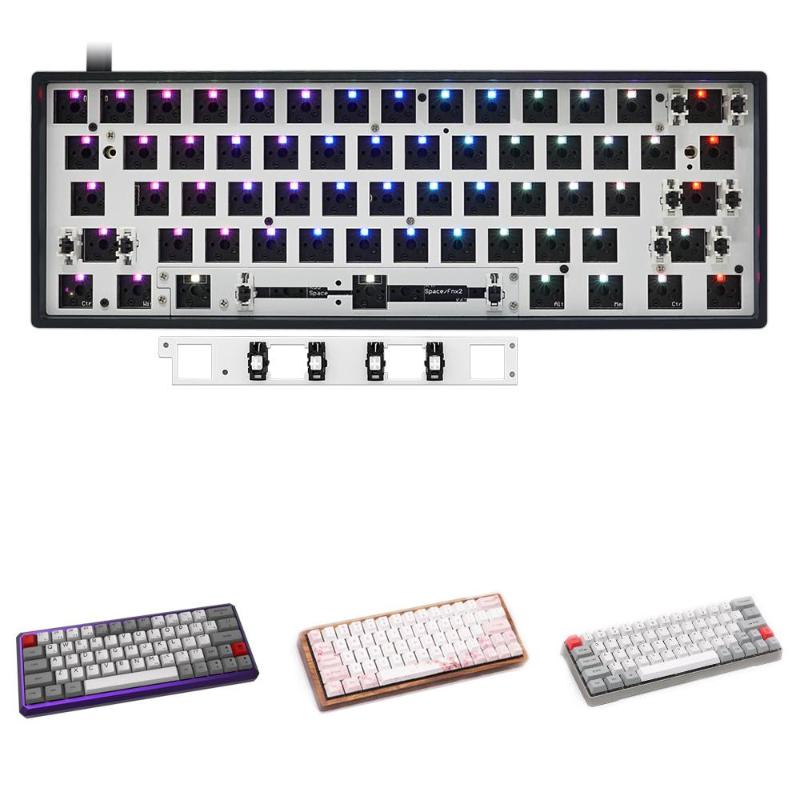 

Custom Mechanical Keyboard Kit 60% Wired PCB Mounting Plate Case Hot Swappable Switch Support Lighting Effects with RGB Led