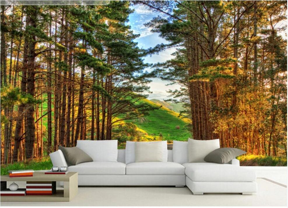 

custom photo mural 3d wallpaper Modern natural forest scenery living room home decor 3d wall muals wall paper for walls 3 d, Non-woven