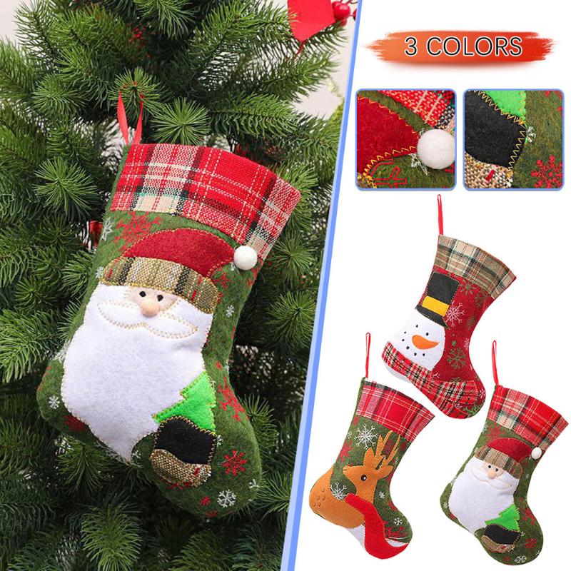 

Christmas Stocking Retro Little Lovely Christmas Socks Ornaments Santa Claus Santa Sack Candy Bag Xmas Gift Bags Navidad 2021