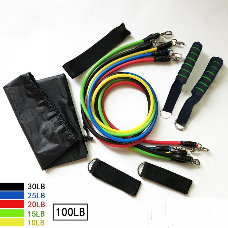 

11Pcs Outdoor Excerciser Body Pull Rope Fitness Resistance Bands Kits Latex Tubes Pedal Exercises Training Workout Yoga 19