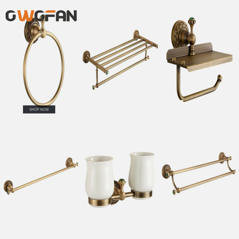 

Bath Hardware Sets Europe Luxury Antique Bathroom Towel Shelf Kit Antique Phone Holder Paper Holder Bathroom Accessories Kit