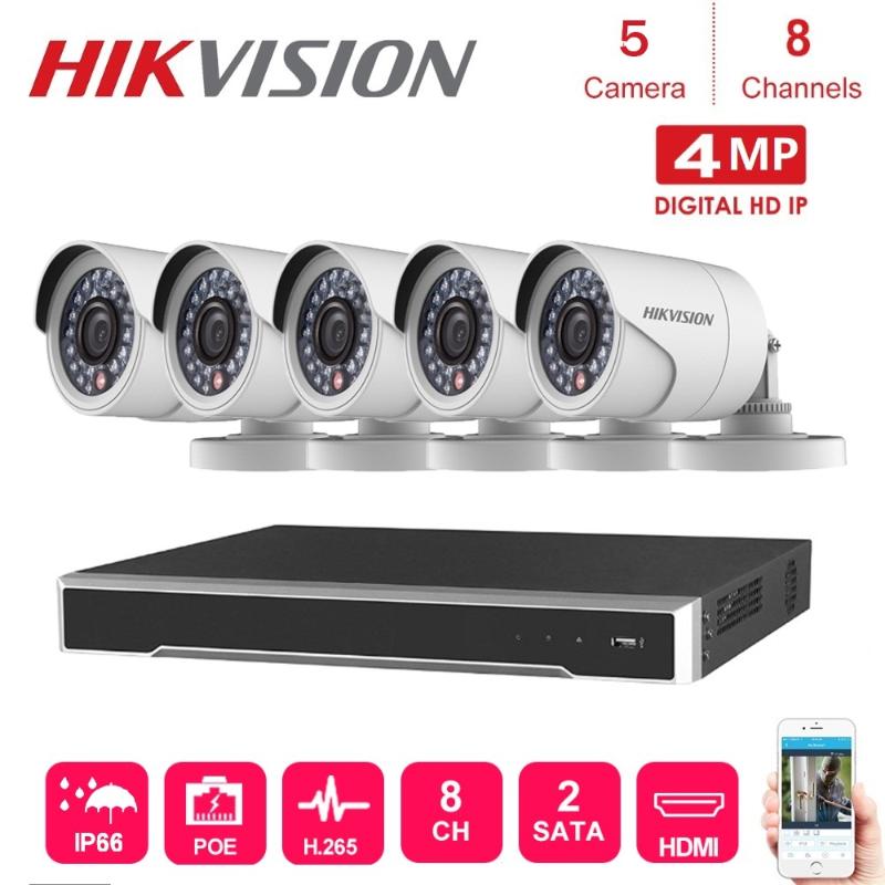 

4K Network 8-CH Hikvision Nvr Video Recorder With 5 Pcs 4MP Waterproof Ip Camera Night Vision CCTV Security System poe Kits