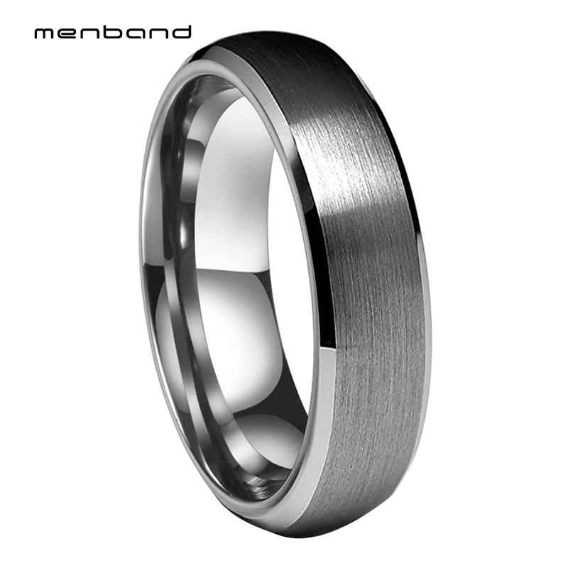 

6MM Tungsten Wedding Band Women Ring Beveled Brushed Finish Ring Box Available
