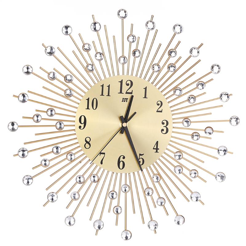 

Decorative Crystal Sunburst Metal Wall Clock Home Art Wall Decor Creative Clock Luxury Diamond Clocks For Living Room
