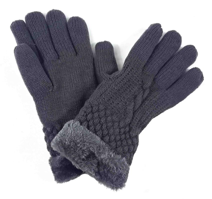 

Thick Women's Winter Knitted Gloves Mittens Soft Warm Fur Lined Soft Lightweight