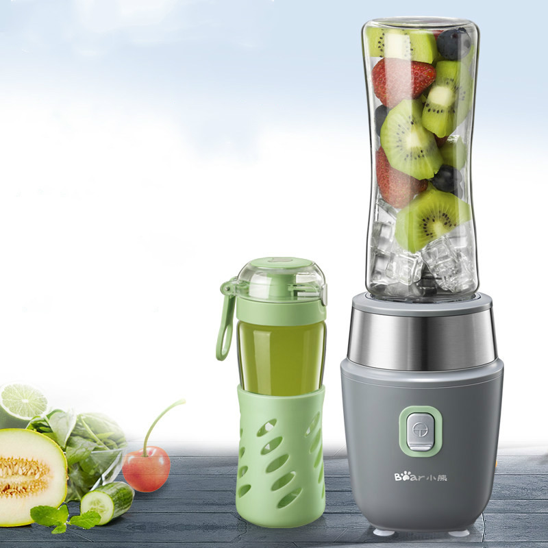 

Bear Mini Portable Fruit Juice Machine with 2 Glass Bottles Stand Mixer Juicers Household Electric Blenders Kitchen Aid