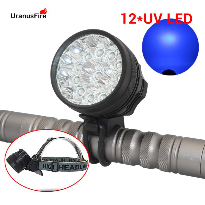 

Uranusfire 12*UV LED Headlamp Bike Light 4000lm Healight Torch UV LED Head Lamp Frontal Waterproof Cycling Light
