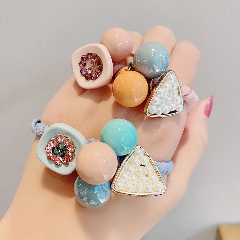 

2020 New Fashion Hair Rope Colorful Ball Shape Hair Jewelry Female Rubber Band Sweet Tied Ball Head Rope Wholesale