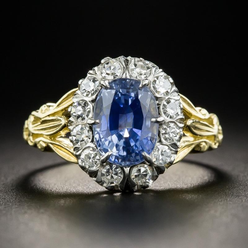 

Fashion Women's Jewelry Classic Full Drill Engagement Ring Branch Shape Blue Zircon Gold Two-tone Ring Wedding for Women