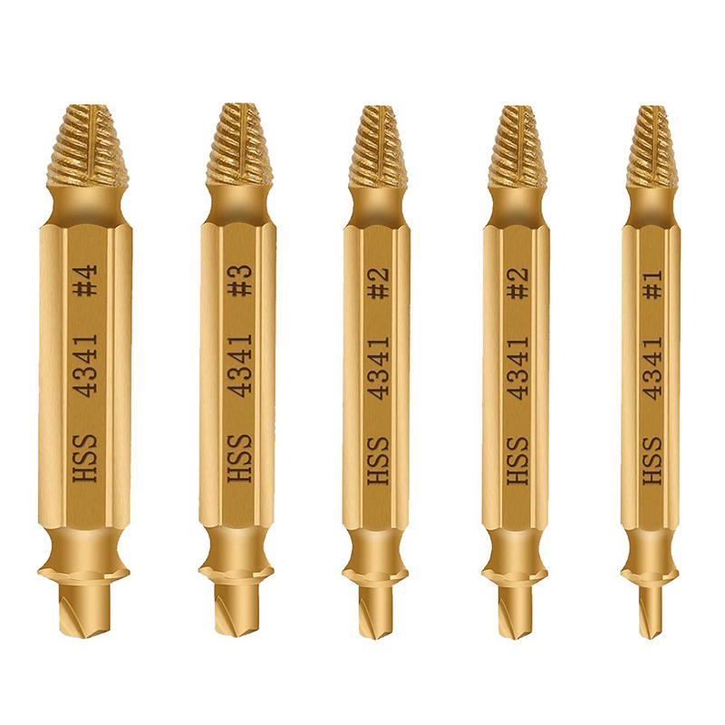 

5 Pcs High Speed Steel Screw Remover, Daed Screwdriver Set, Screw Remover Set, Extractor Extractor Kit, Gold