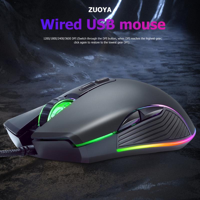 

AT560 3600dpi Notebook Mice USB Wired RGB Computer Gaming Mouse with Backlit Laptop Desktop Professional Computer Mouse