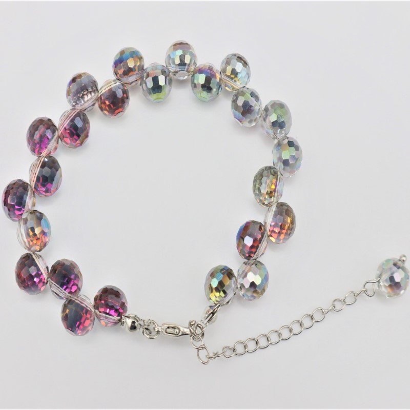 

Charm Bracelets Colorful Crystal Beaded Bracelet Female / Girl Round Bead Bangles Blue Purple Grape Jewelry Gifts
