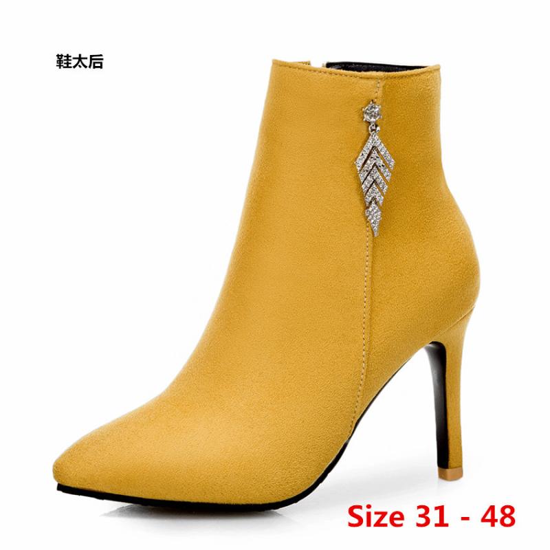 

Sexy Ankle Boots Woman High Heel Boots High Heels Women Shoes Spring Autumn Short Booties Female Small Big Size 31 - 48, Gray