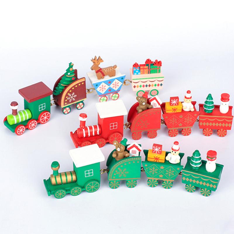 

Christmas Decorations Mini Funny Wood Train Kids Toy Desktop Ornaments Model Decoration For Home Gift