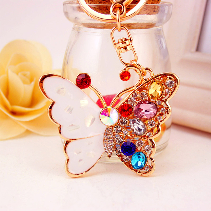 

Creative craft small gift butterfly key chain car key chain insect animal female bag accessories metal pendant