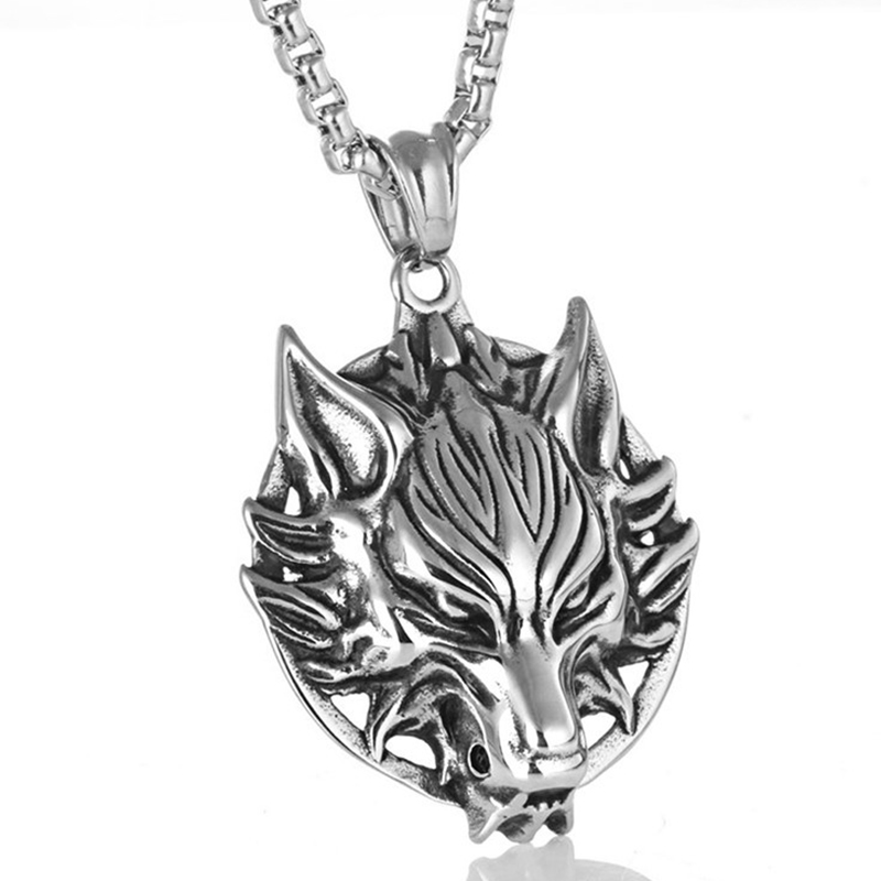 

Men's Wolf Head Long Pendant chain on the neck male jewelry chain for men necklace 2020 stainless steel long necklaces punk