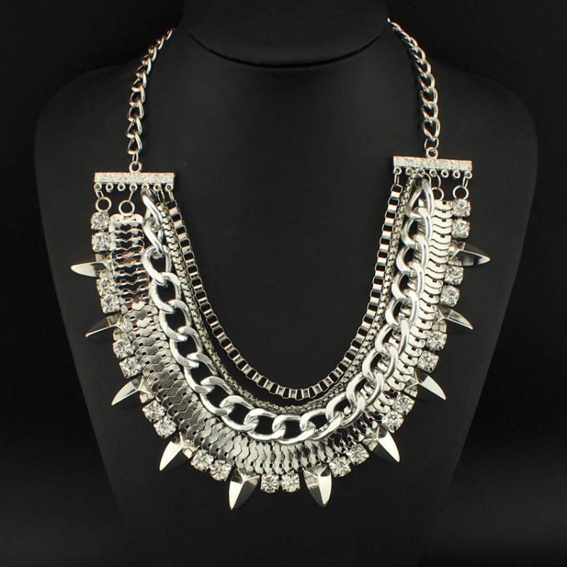 

UKEN New Fashion Gothic Rhinestone Inlay High Quality Alloy Chain Pendant Necklace Women Party Choker Jewerly N2551