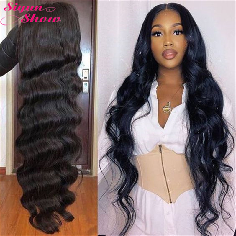 

30 32 34 36 38 40 Inch Long Brazilian Body Wave Lace Front Wig 10A Grade 250 Density Lace Front Human Hair Wigs For Women, As pic