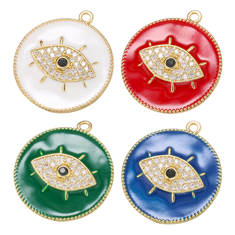 

ZHUKOU 24x27.5mm long eyelashes round eye pendant for women handmade DIY necklace earring jewelry accessories making model:VD620