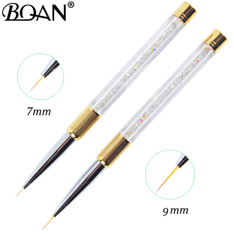 

BQAN 10 PCS Crystal Handle 7/9/11mm Drawing Brush Liner Brush Painting Pen Gel Polish Crystal Nail Art Manicure Tools