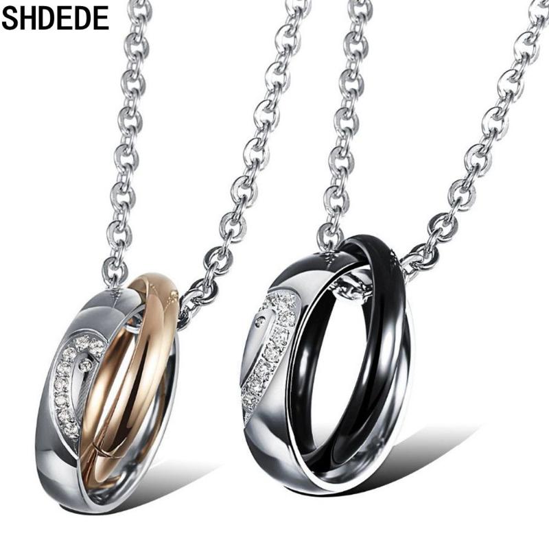 

SHDEDE Heart Pendants Couple Necklaces For Lovers 316l Stainless Steel Cubic Zirconia Accessories High Quality Not Allergic +966