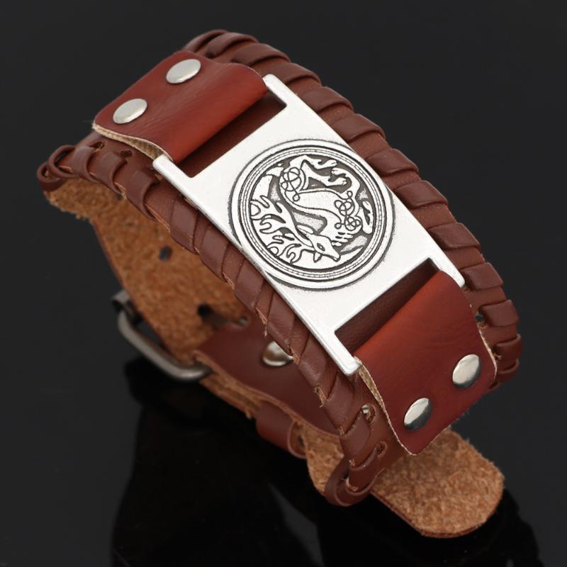 

Nordic viking deer leather amulet bracelet -adjustable size 19-31 cm