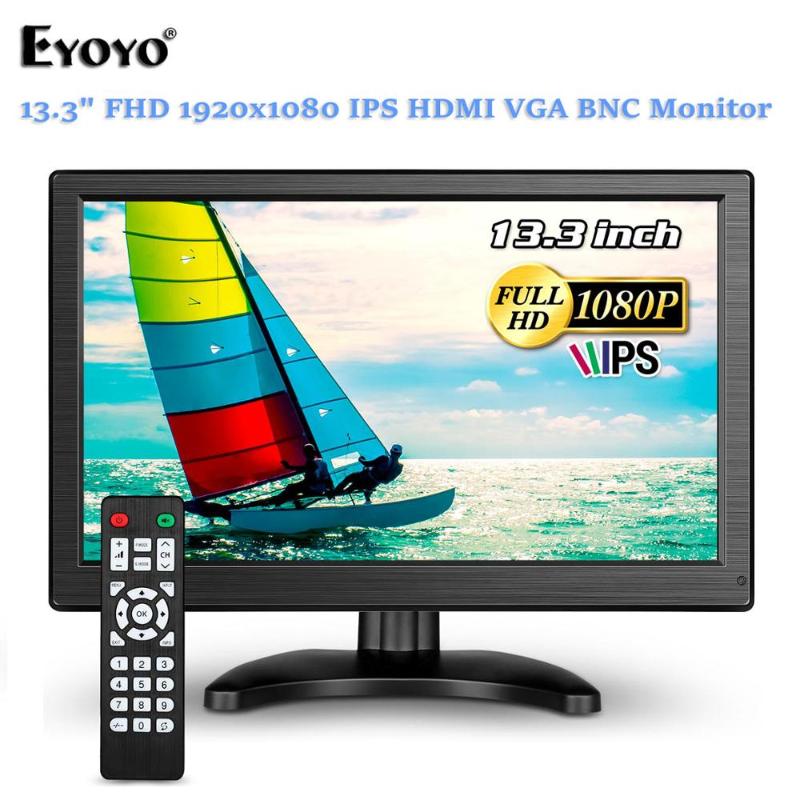 

Eyoyo 13.3" IPS Monitor 1920x1080 FHD 1000:1 VGA LCD Screen AV BNC USB Display for PC Laptop Home Security CCTV Camera