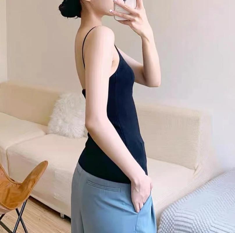 

Backless black sling Women knitted vest simple casual wild slim lady knitted vest, As pic
