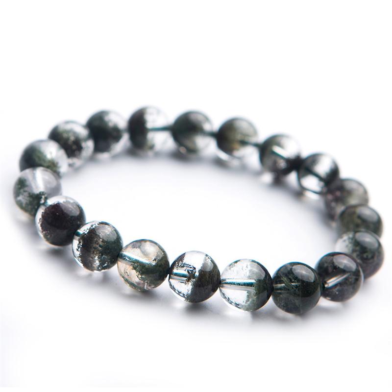 

10.5mm Precious Natural Green Phantom Quartz Crystal Gems Stone Stretch Round Bead Bracelet Women Femme