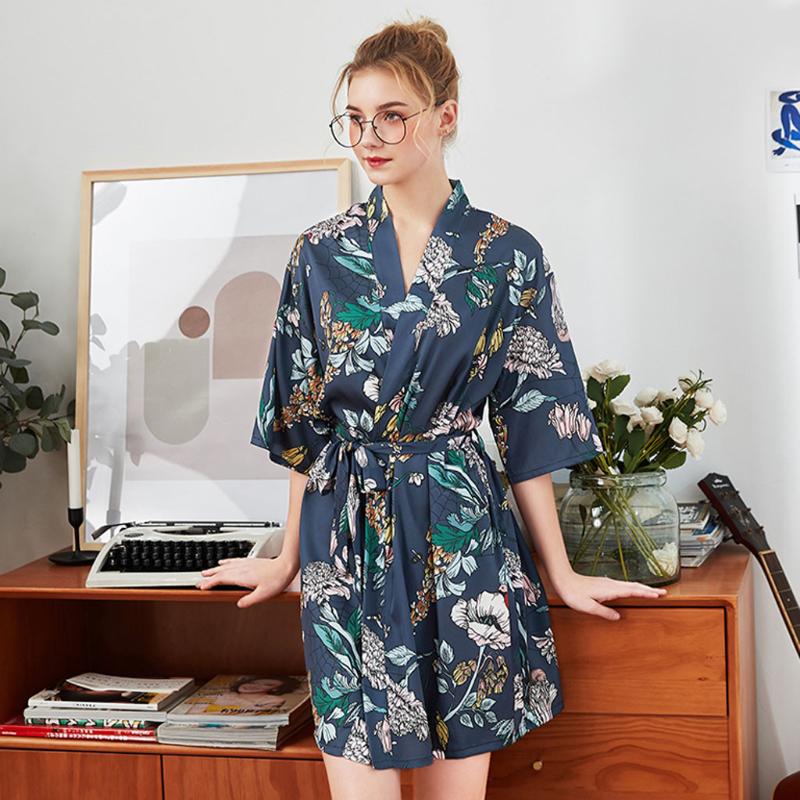 

Hot Sale Women Robes Kimono Satin Sleepwear Pyjamas Sexy Pajamas Silk Night Gown Bride Wedding Robe Nightdress Bathrobe Home *X, Green