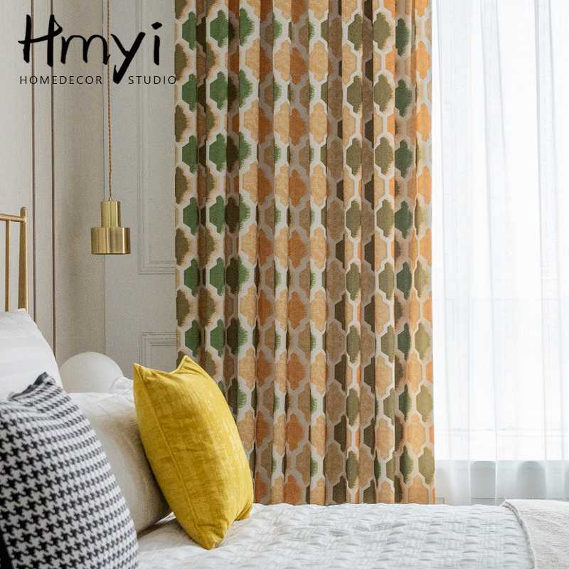 

Blackout Curtain Modern Colorful Beautiful Geometry Thickened Elegant Luxury Decor For Home Parlour Room Bedroom Living Room, Curtains