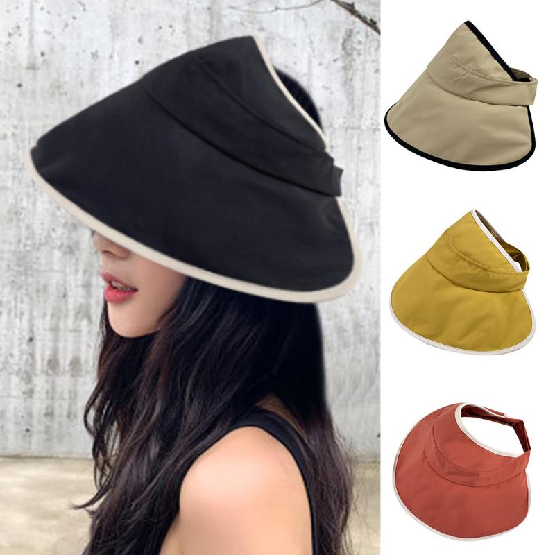 

Bucket hat Women Men Sun Hat Summer Beach UV Protection Vocation Cap Fisherman Flat Cap Top cutout Adjustible Solid 8.27