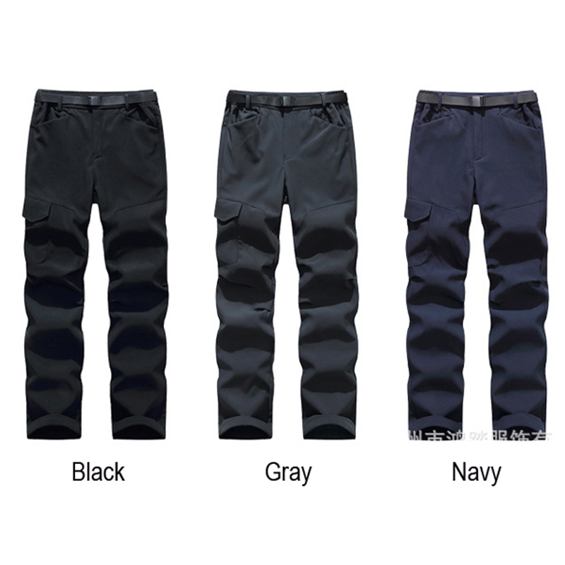 

Thicken Winter Tactical Pants Men Outdoor Sports Pant With Fleece Windproof Warm Softshell Trousers Male Adventure Camping Pants, Black