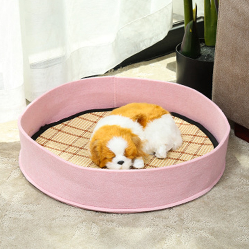 

Kennel Pet Dog Bed Warm Dog House Soft Round Bed Long Plush Puppy Cushion Nest Comfortable Pet Mat, Pink