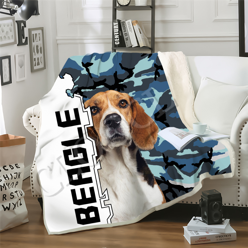 CLOOCL Factory Wholesale Camo Beagle Dog Blanket 3D Print Pet Dog Double Layer Casual Sofa Youth Bedding Throw Fashion Blankets-image-585848076