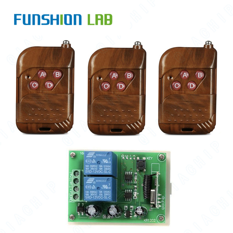 

FUNSHION 433MHz Universal Remote Control Switch DC12V 2 CH RF Relay Receiver Module + 433Mhz Wireless Remote Control Switch Gate