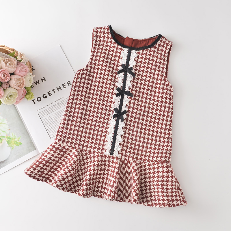 

Keelorn Girls Party Elegant Costumes 2020 New Fashion Kids Princess Dresses Baby Girl Plaid Sleeveless Outfit Casual Clothes, Ah996red