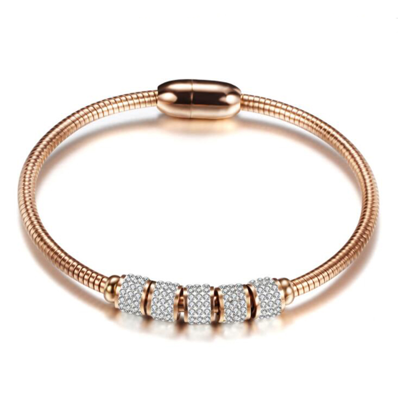 

3 Colors Magnetic CZ Ball Bangles Cable Steel Wire Rope Bracelet Femme Acier Inoxydable De Luxe For Wife/Girlfriend Jewelry