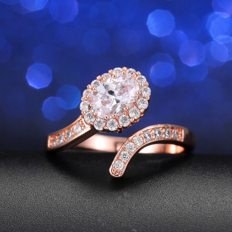 

CWWZircons Adjustable Size Top Quality Oval Cubic Zirconia Stones Ladies Rose Gold Color Rings Jewelry For Women R092