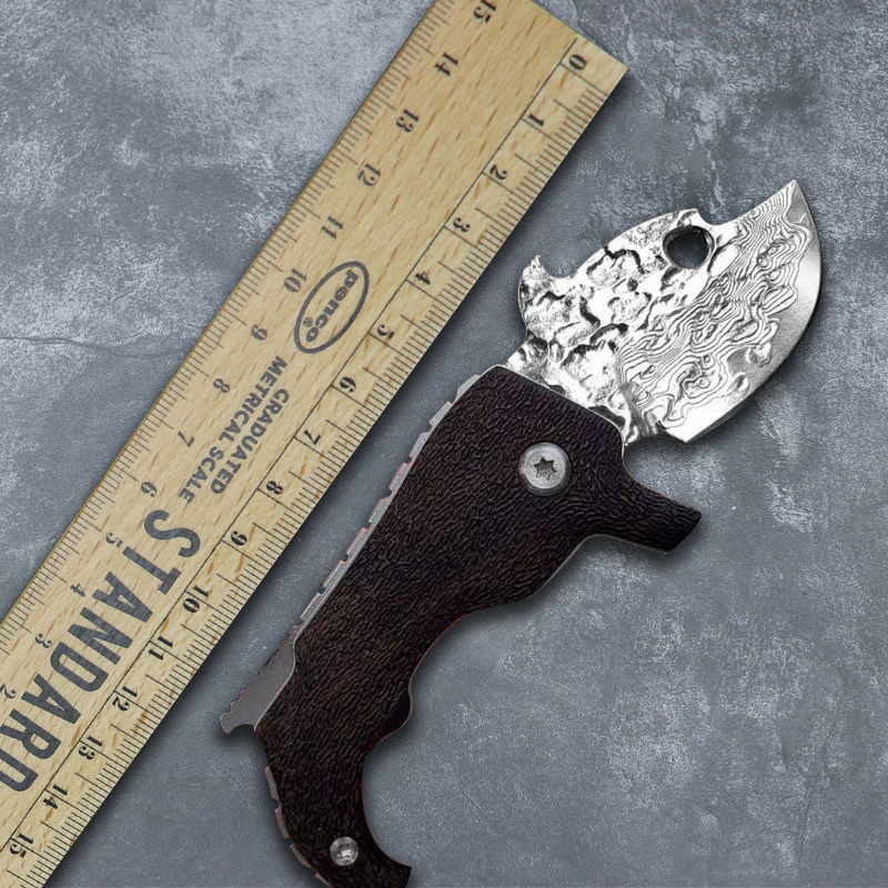 VG10 Damascus Steel Outdoor Camping Hunting Fishing Self Defense Ebony Handle Lightweight Pocket Knife Multipurpose EDC Tool-image-584535708