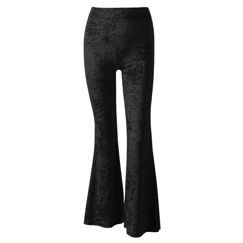 

Comfort Women Pants Long Trousers Elastic High Waist Flare Pants for Women Sweatpants Sports Fitness Stacked for, Black