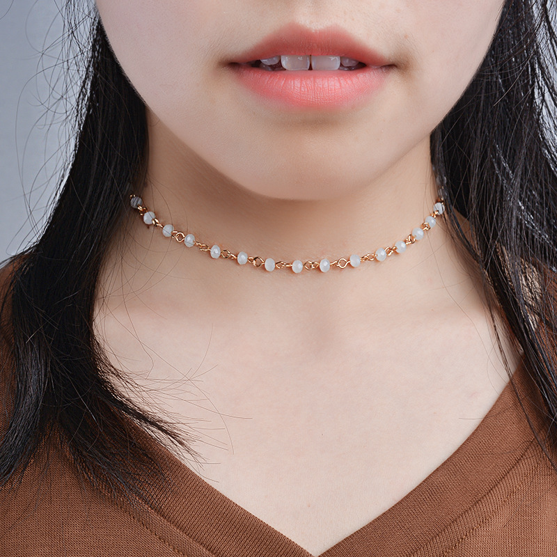 

Chokers Women's Jewelry Handmade Beaded Items Fashionable Simple Wild Crystal Acrylic Beads Necklace