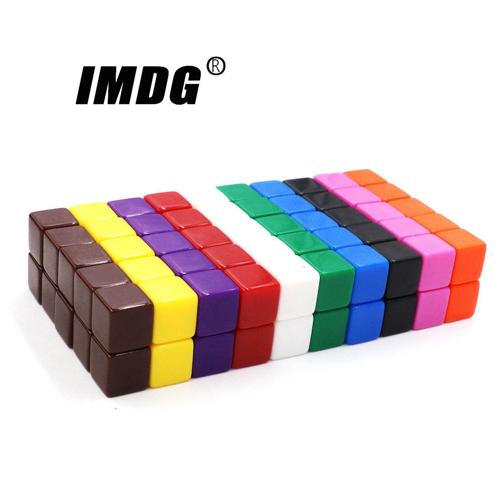 

Dice 100pcs/pack Blank Square Corner New Colorful Acrylic 16mm Teaching Props Game Accessories Mathematical Tools
