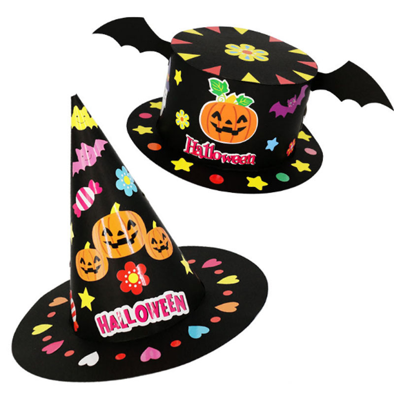 

Paper DIY Halloween Pumpkin Hat Caps Party Children Hats Favors Gift