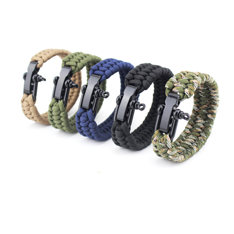 

Men Stainless Steel Shackles Paracord Outdoor Camping Rope Bracelet For Women